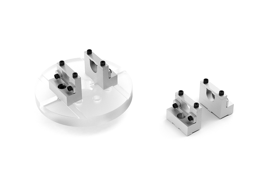 Set of half-round yoke adapters as per standard, 27x81.8