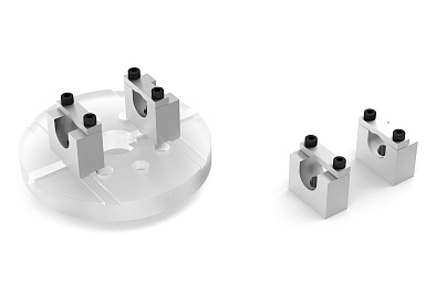 Set of half-round yoke adapters as per standard, 28.575x65