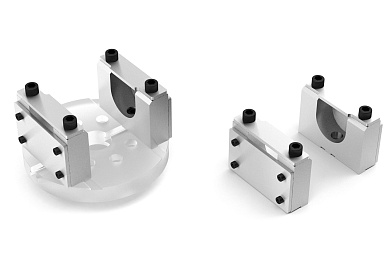 Set of half-round yoke adapters as per standard, 60x162.8