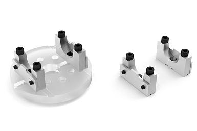 Set of half-round yoke adapters as per standard, 38x148