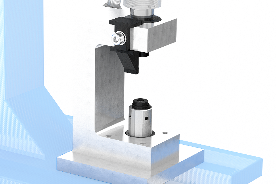 Clamp for PR-6 press for clamping of cardan shaft yoke during staking